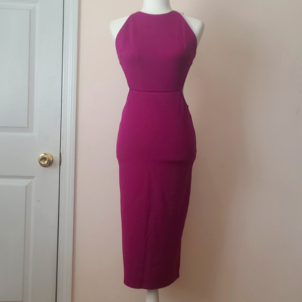 Lulus True Passion Magenta Cutout Bodycon Midi Dress
